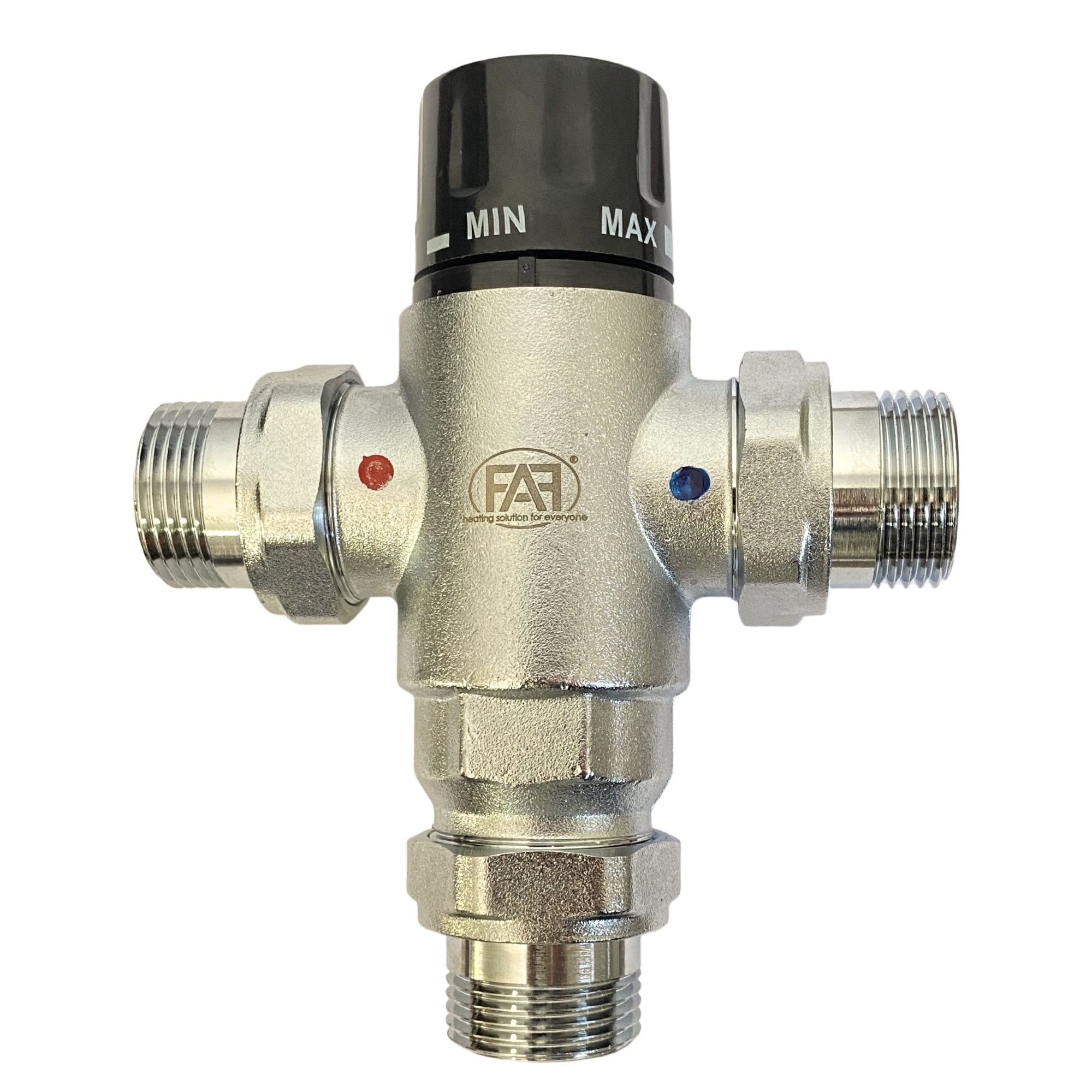FAF Трехходовой клапан смесительный 1" 35-60* с гайками (никель)