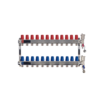 ISI коллектор вентильный 1"-16 на 12 вых настенный + конечный комплект