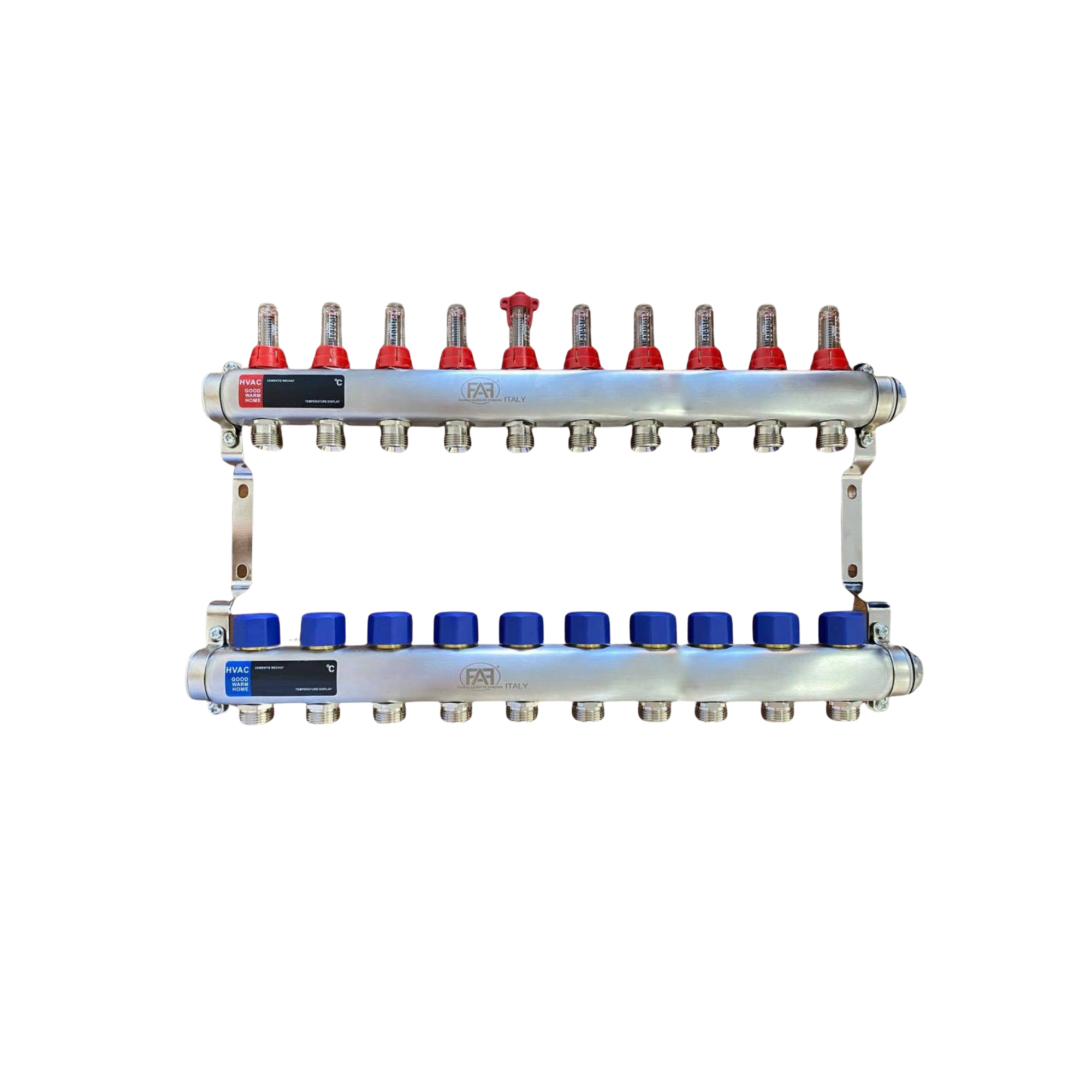 FAF Коллектор с расходомерами 1"х3/4" на 10 вых. нерж.  (без евроконусов)