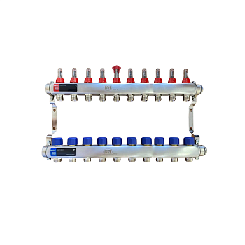 FAF Коллектор с расходомерами 1"х3/4" на 10 вых. нерж.  (без евроконусов)