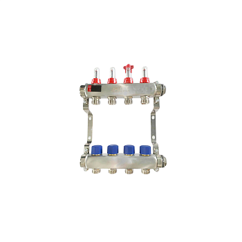 FAF Коллектор с расходомерами 1"х3/4" на  4 вых. нерж.  (без евроконусов)