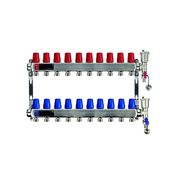 ISI коллектор вентильный 1"-16 на 10 вых настенный + конечный комплект