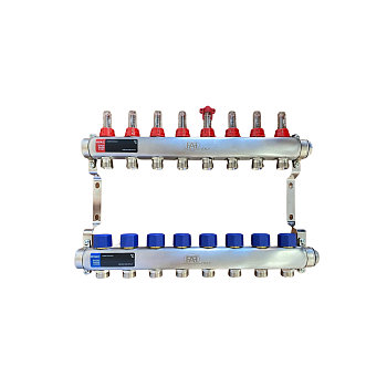 FAF Коллектор с расходомерами 1"х3/4" на  8 вых. нерж.  (без евроконусов)