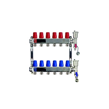 ISI коллектор вентильный 1"-16 на  6 вых настенный + конечный комплект