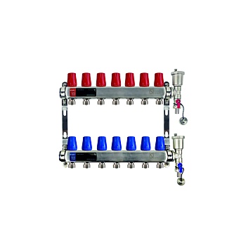 ISI коллектор вентильный 1"-16 на  7 вых настенный + конечный комплект