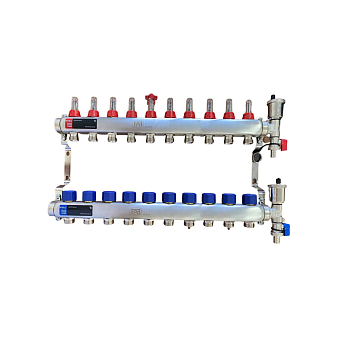 FAF Коллектор с расходомерами 1"х3/4" на 10 вых. нерж. + конечный комплект (без евроконусов)