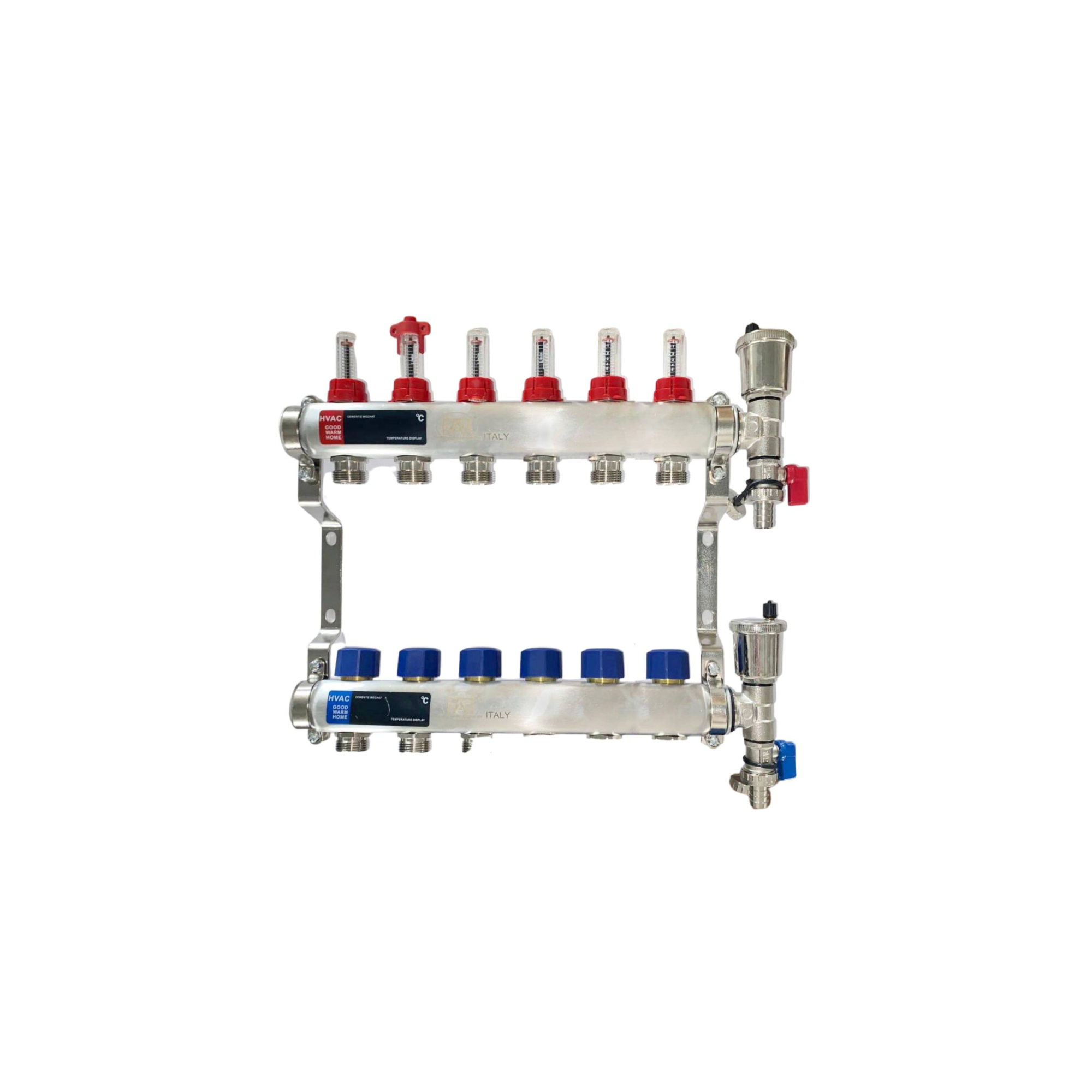 FAF 1"X3/4" шығын өлшегіштері бар Коллектор 6 шығысқа. нерж. + соңғы жинақ (еуроконуссыз)