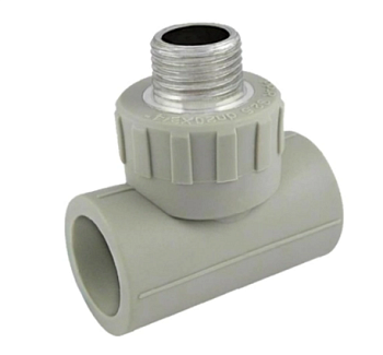 U Тройник 20*1/2"20 резьба наружная серый ППР