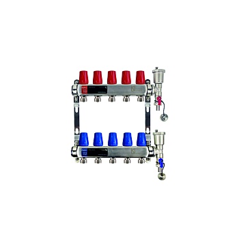 ISI коллектор вентильный 1"-16 на  5 вых настенный + конечный комплект