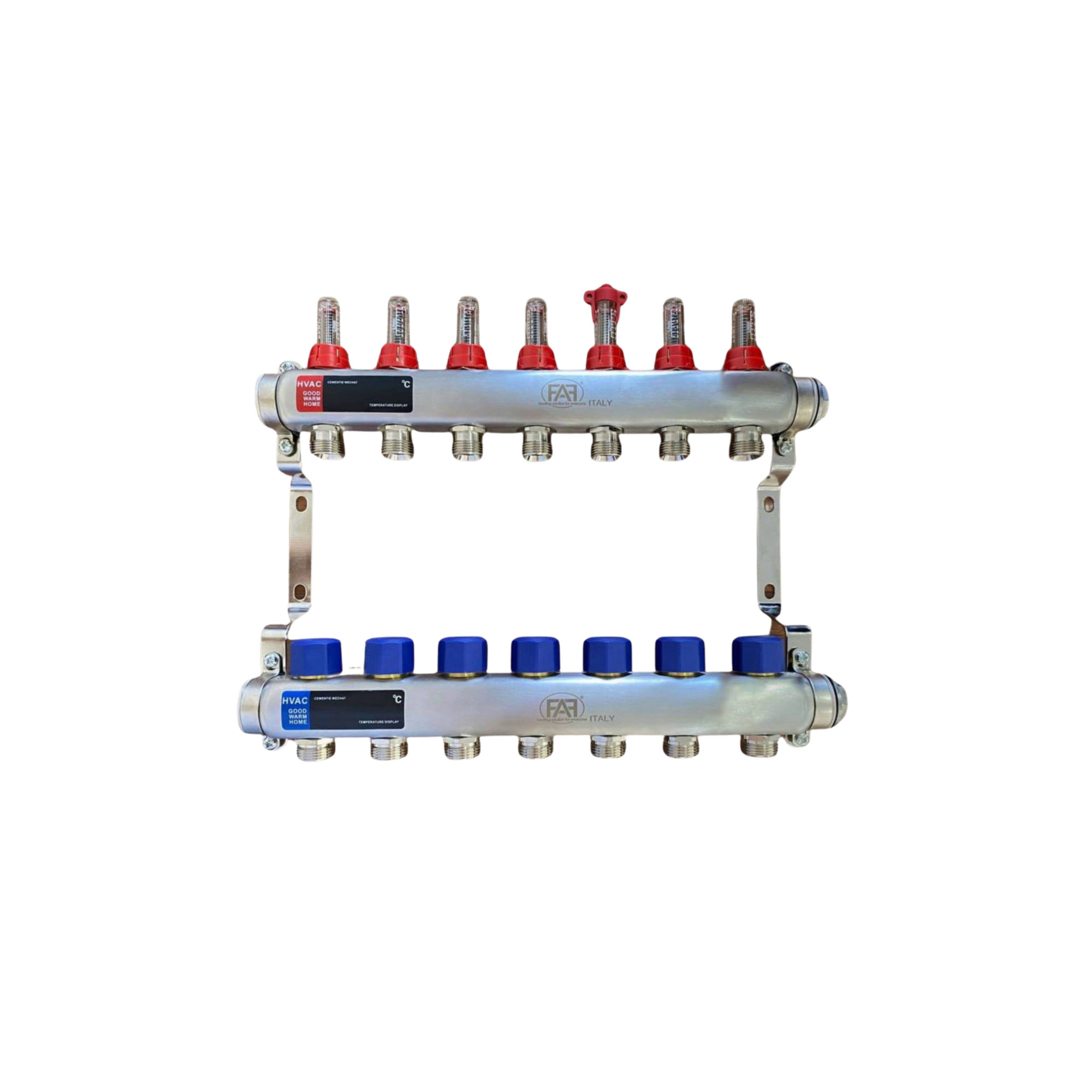 FAF Коллектор с расходомерами 1"х3/4" на  7 вых. нерж.  (без евроконусов)
